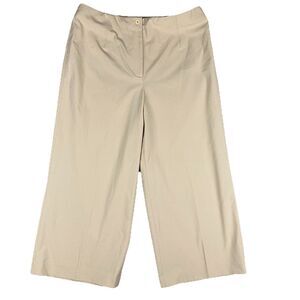 Talbots Beige Stretch Wide Leg High Rise Capri Cropped Pants Womens Size 16